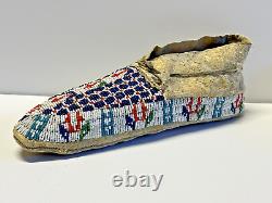 Antique Original Native American Indian Beaded Moccasins Late 1880's Lot K