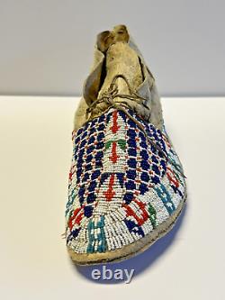 Antique Original Native American Indian Beaded Moccasins Late 1880's Lot K