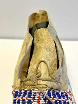 Antique Original Native American Indian Beaded Moccasins Late 1880's Lot K