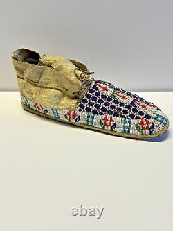 Antique Original Native American Indian Beaded Moccasins Late 1880's Lot K