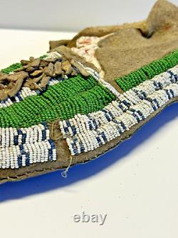 Antique Original Native American Indian Beaded Moccasins Late 1880's Lot M