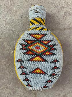 Antique PAIUTE Beaded Bottle FOLK ART Native American First Nations Beadwork