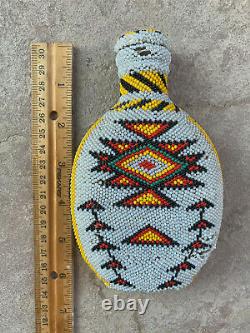 Antique PAIUTE Beaded Bottle FOLK ART Native American First Nations Beadwork