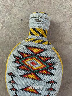 Antique PAIUTE Beaded Bottle FOLK ART Native American First Nations Beadwork