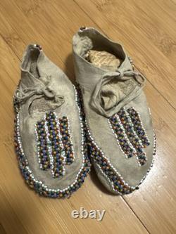 Antique Plains Native American Beaded Moccasins Northern Plains c. 1880-1910