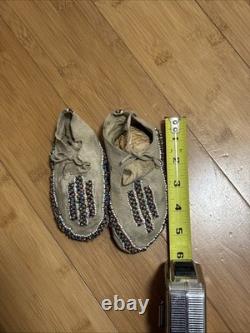 Antique Plains Native American Beaded Moccasins Northern Plains c. 1880-1910