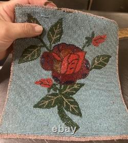 Antique Plateau Hand Beaded Flat Bag. Two Sided. 10 Colors! 9x8