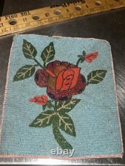 Antique Plateau Hand Beaded Flat Bag. Two Sided. 10 Colors! 9x8