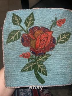 Antique Plateau Hand Beaded Flat Bag. Two Sided. 10 Colors! 9x8