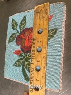 Antique Plateau Hand Beaded Flat Bag. Two Sided. 10 Colors! 9x8