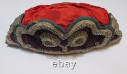 Antique Purple Velvet Beaded Cap / Hat (maybe) Native American Indigenous