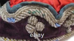 Antique Purple Velvet Beaded Cap / Hat (maybe) Native American Indigenous