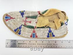 Antique Rare Hand Made Beaded Native American Moccasins Shoes California