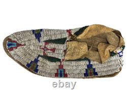 Antique Rare Hand Made Beaded Native American Moccasins Shoes California