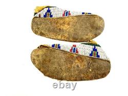 Antique Rare Hand Made Beaded Native American Moccasins Shoes California