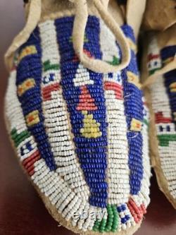 Antique Sioux Indian Beaded Moccasins