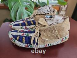 Antique Sioux Indian Beaded Moccasins
