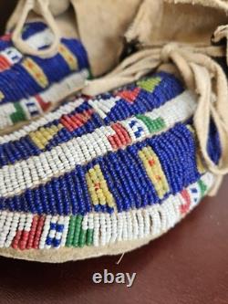 Antique Sioux Indian Beaded Moccasins