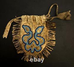 Antique Small Buckskin Beaded Bag/Pouch Native American Tlingit Hand-Made