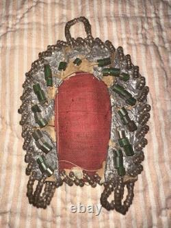 Antique Victorian Native American Beaded Miniature Pitcher Frame