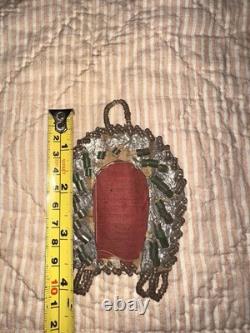 Antique Victorian Native American Beaded Miniature Pitcher Frame