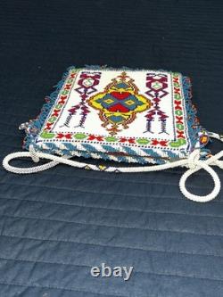 Antique Vintage Native American Hand Beaded Small Purse Tobacco Bag Authentic