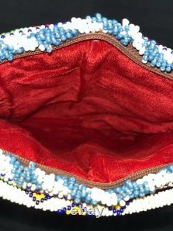 Antique Vintage Native American Hand Beaded Small Purse Tobacco Bag Authentic