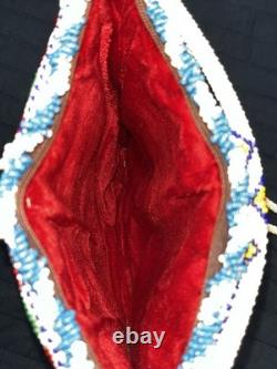 Antique Vintage Native American Hand Beaded Small Purse Tobacco Bag Authentic