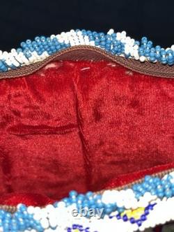 Antique Vintage Native American Hand Beaded Small Purse Tobacco Bag Authentic