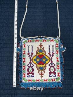 Antique Vintage Native American Hand Beaded Small Purse Tobacco Bag Authentic