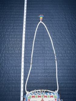 Antique Vintage Native American Hand Beaded Small Purse Tobacco Bag Authentic