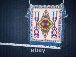 Antique Vintage Native American Hand Beaded Small Purse Tobacco Bag Authentic