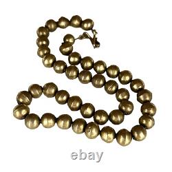 Antique Vintage Sterling Coin Silver Pawn Navajo Native Bench Bead Necklace 30g