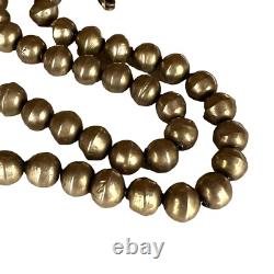 Antique Vintage Sterling Coin Silver Pawn Navajo Native Bench Bead Necklace 30g