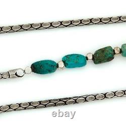 Antique Vintage Sterling Silver Native Navajo Cripple Creek Turquoise Necklace