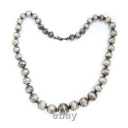 Antique Vintage Sterling Silver Native Navajo Pearl Bench Bead Necklace 37.8g