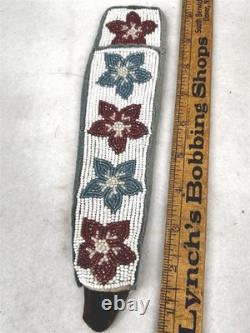 Antique knife sheath beaded Native American hand made leather original