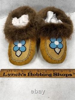 Antique moccasins handmade beaded leather Northwest Native American original