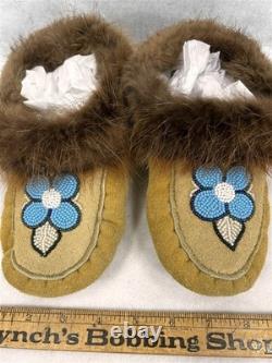 Antique moccasins handmade beaded leather Northwest Native American original