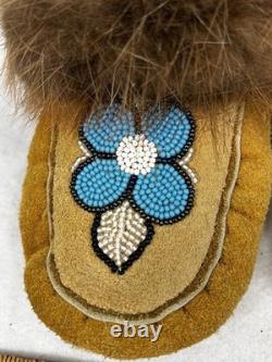 Antique moccasins handmade beaded leather Northwest Native American original