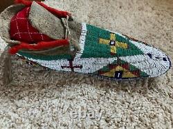 Antique old Sioux Beaded Ceremonial Moccasins. C. 1880s