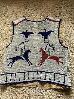 Antique old Sioux Fully Beaded Sioux Pictographic Vest. C. 1890s