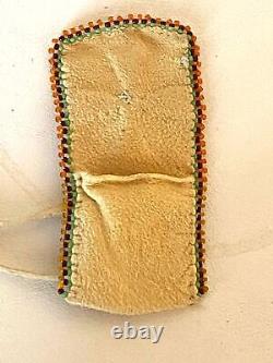 Apache Deerskin Beaded Pouch Necklace Native American Handmade Soft Unisex