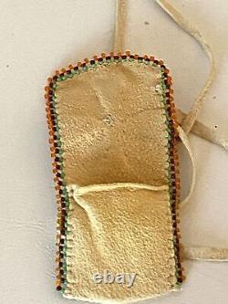 Apache Deerskin Beaded Pouch Necklace Native American Handmade Soft Unisex