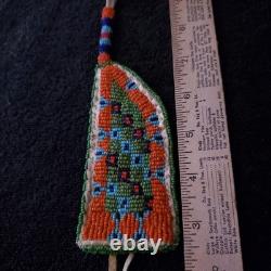 Atq NA Glass Beaded Apache Knife/Awl Sheath 1800s Sinew Sewn Full Provenance