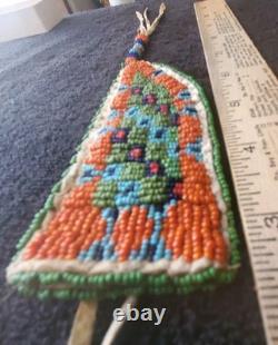 Atq NA Glass Beaded Apache Knife/Awl Sheath 1800s Sinew Sewn Full Provenance