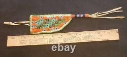 Atq NA Glass Beaded Apache Knife/Awl Sheath 1800s Sinew Sewn Full Provenance