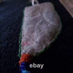 Atq NA Glass Beaded Apache Knife/Awl Sheath 1800s Sinew Sewn Full Provenance