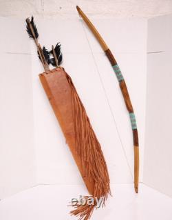 Atq NATIVE AMERICAN INDIAN HAND CRAFTED Beaded BOW AND ARROW W QUIVER