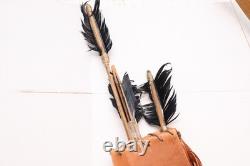 Atq NATIVE AMERICAN INDIAN HAND CRAFTED Beaded BOW AND ARROW W QUIVER